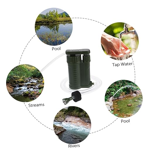 2pcs Portable Camping Water Filter Pump Lightweight Water Filtration Device for Outdoor Use Compact and Easy to Carry
