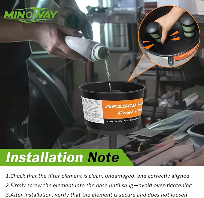 AF15CB Universal Oil Filter Funnel Compatible with Automobile,12 GPM Heavy Duty Oil Water Separator for Motorcycles,Cars,ATVs,RVs,SUVs,Portable Fuel Filter for Engine,Transmission,Tractor