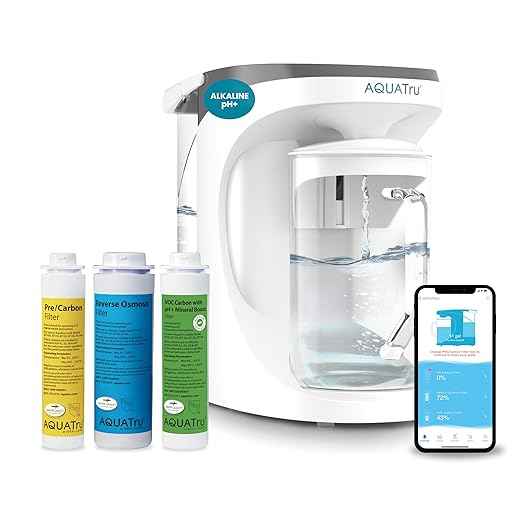 AquaTru Carafe Smart Alkaline Countertop Water Purifier | App-Connected 4-Stage Reverse Osmosis System with Glass Carafe Removes Forever Chemicals, Lead & Fluoride | Adds Minerals | No Plumbing
