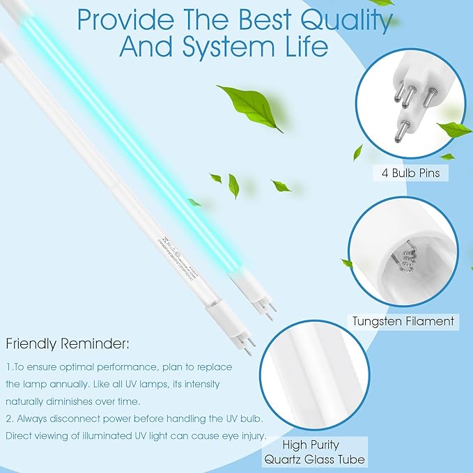 45W UV Bulb Compatible with VIQUA S410RL-HO for VH410 System, High Output Lamp for Water Treatment Annual UV Light Replacement for VH410M SC-410 SCM-410 (2 Packs)