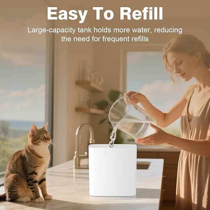 92oz Cat Water Fountain - USB Cat Fountain for Drinking, Indoor Pet Water Fountain for Cats, Automatic Cat Water Dispenser Bowl, Ultra Silent Drinking Fountain for Cats and Small Dogs