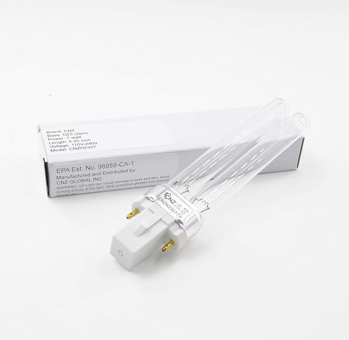 CNZ 7 Watts G23 Base UV-C Germicidal Ultraviolet Light Bulb Qty 2