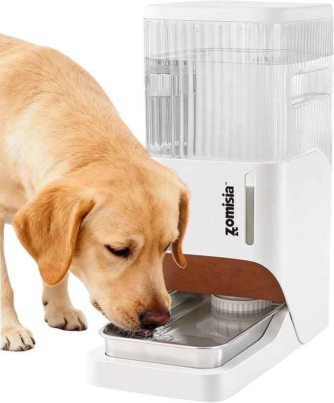Automatic Dog Water Dispenser 11L with Stainless Steel Bowl, Gravity Extra Large Capacity Water Bowl for Large-Sized Dogs, 3 Gallon Pet Waterer 100% BPA Free, White