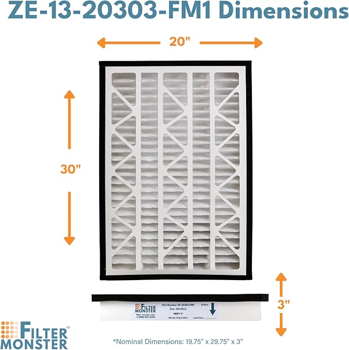 Filter-Monster - Replacement MERV 13 HEPA Filter Bundle - Compatible with Zephyr VGF Series 20x30x3 Whole Home Return Air Grille Filter, 2 Filter Replacement Bundle - AquaVibe