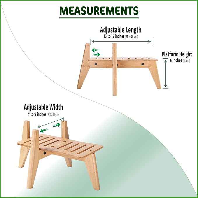 Dog Water Bowl Dispenser Stand - Elevate/Raise Automatic Dog Feeder, Food/Water Dispensers - Adjustable, Fits Various Shapes and Sizes - Natural Bamboo