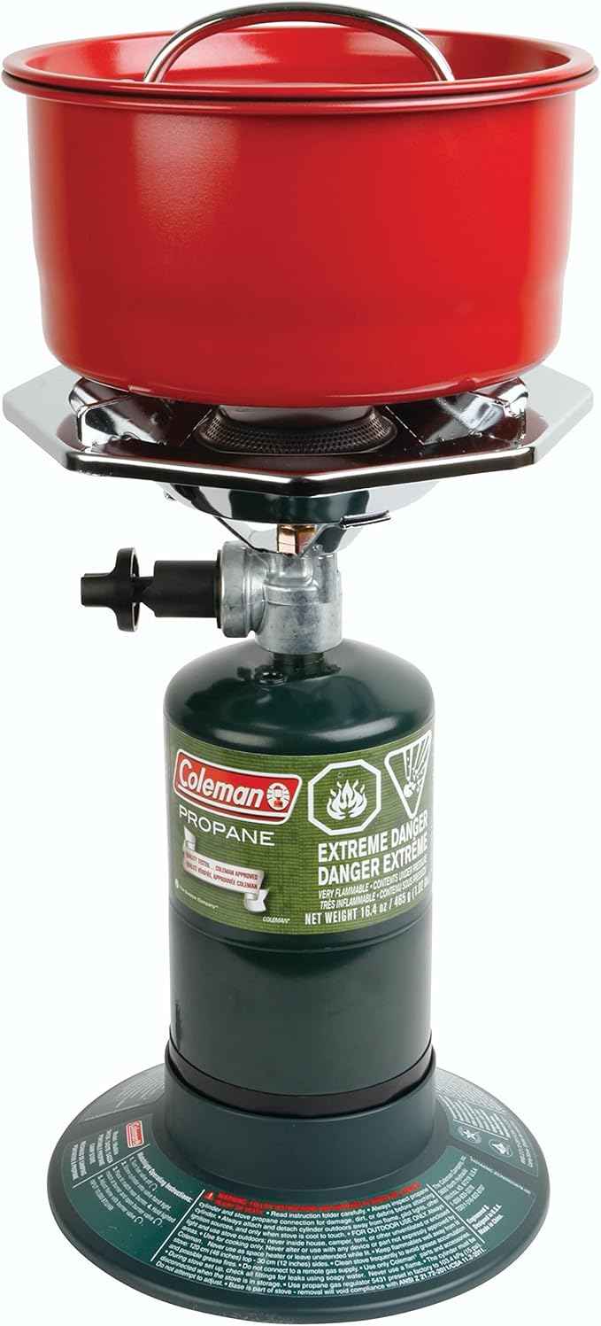Coleman BottleTop Propane Stove with Adjustable Burner, Portable Camping/Backpacking Cooker with 7650 BTUs of Power for Camping, Tailgating, Grilling, & More