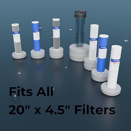 20" x 4.5" Whole House Water Filter Housing – 1" NPT Stainless Steel Ports, Heavy Duty Clear Filter Sump – Double O-Ring Leak-Proof with Pressure Release Valve – Fits All 20x4.5 Filters