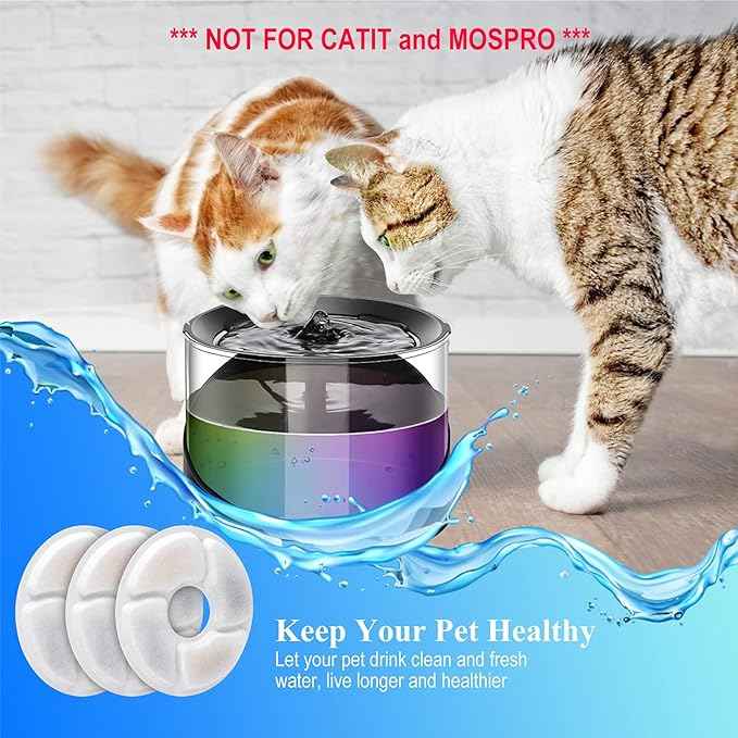 Cat Water Fountain Filters, 5 inch, Dog Fountain Activated Carbon Filters Replacement, Compatible with Cats and Dogs Automatic Water Dispenser (5Pcs)