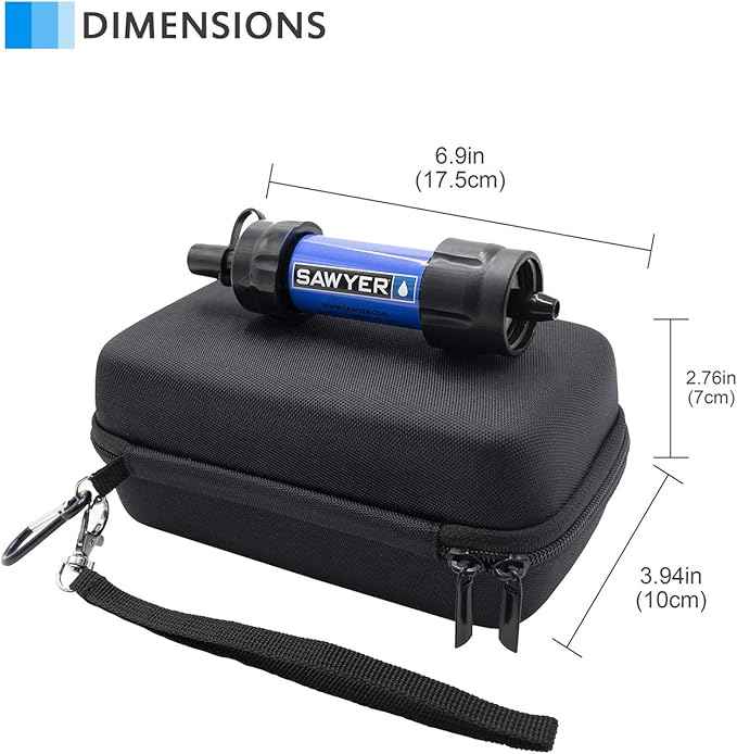 ProCase Water Filter Case for Sawyer Products Mini Water Filtration System, Hard Carrying Case Shockproof EVA Storage Case for Drinking Straw, Squeeze Pouch and Other Accessories - Black