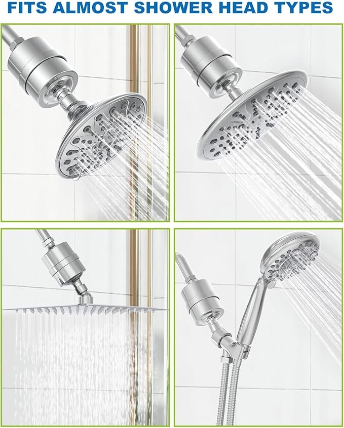 Shower Filter Replacement Cartridge, Multi-Stage Filtration for Hard Water, High Pressure Universal Shower Water Filters to Reduce Toxic Chemicals, Chlorine and Heavy Metals,for Skin & Baby Care，Blue