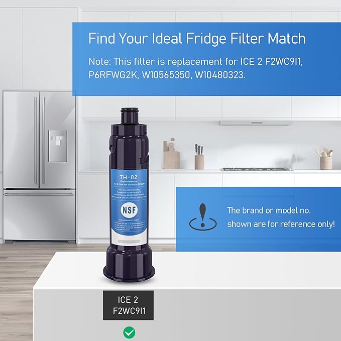 ICE2 F2WC9I1 ICE Maker Filter Replacement, Compatible with KitchenAid KUIX535HPS, KUIX535HBS Ice Makers, Used in 50 Ib Ice Maker Machines, 2 Pack (2)