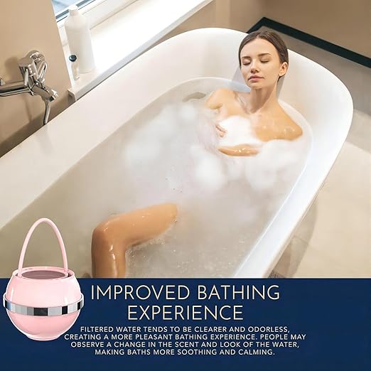 Bath Filter for Tub - Kinder Water Filter for Bathtub, Hard Water Softener to Remove Lead,Chlorine and Fluoride, Improve Skin, Hair and Nails Condition,Pink