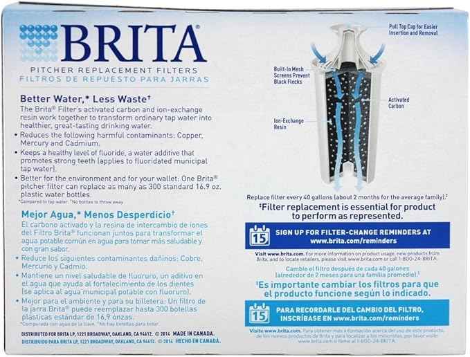 Brita Water Pitcher Replacement Filters, White 3 Filters