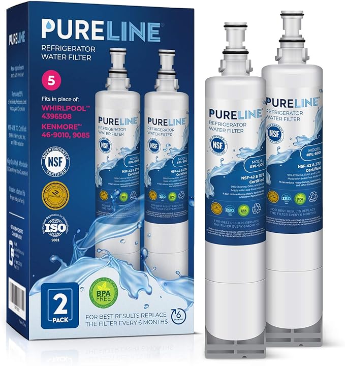Pureline EDR5RXD1, 4396508 Replacement for Whirlpool 4396508, EDR5RXD1, EveryDrop Filter 5, Refrigerator Water Filter - Reduces Bad Taste & Odor - AquaVibe