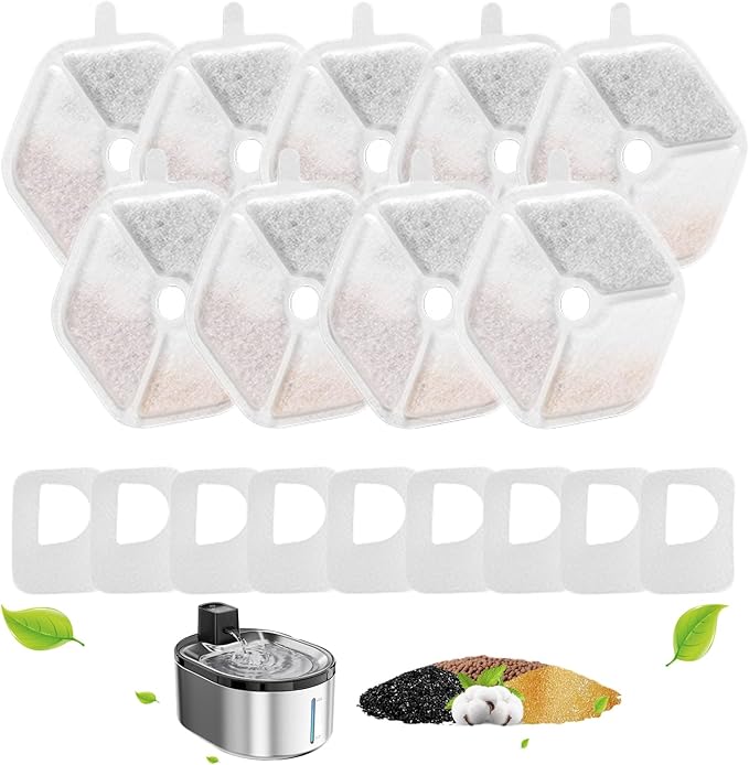 Cat Water Fountain Filter,Cat Fountain Filters Replacement for 152oz/4.5L Wireless Battery Operated Pet Water Fountain,9 Set Pet Fountain Filter Replacement