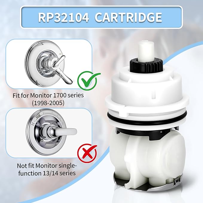 RP32104 Shower Cartridge Compatible with Delta Monitor 1700 series (1998-2005) Dual Function Bath Tub and Shower Faucet Valve Shower Cartridge Assembly