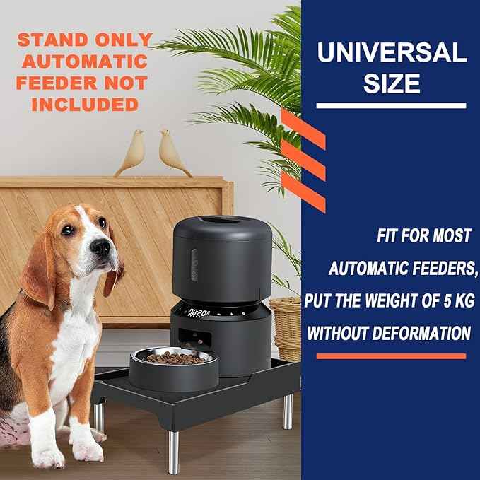 Beautyflier Raised Dog Feeder Stand Elevated Holder for Automatic Cat & Dog Feeders Pet Water Bowl Dispenser Stand Adjustable Fits Small Jugs Holds 5KG, Black (Holder ONLY)