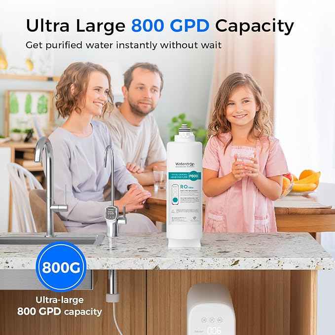Waterdrop WD-G3P800-N2RO Filter, Replacement for WD-G3P800-W Tankless Reverse Osmosis System, Reduce PFAS, 2-year Lifetime