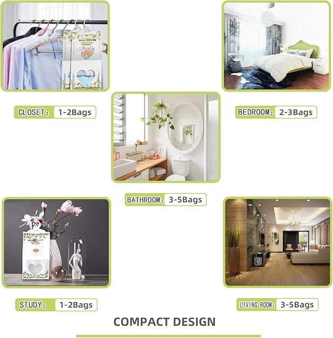 14 Pack Moisture Absorber Hanging Bags,220g/Pack Fagrance Free Moisture Bag,Hanging Closet Dehumidifier Bags for Basement Closet Storeroom