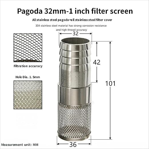 304 Stainless Steel Water Pump Filter Hose End Strainer Barbed Inline Mesh Screen, Assorted Sizes for Pressure Washer Garden RV Prevents Debris Clogging,1pcs(32mm 1 Inch)