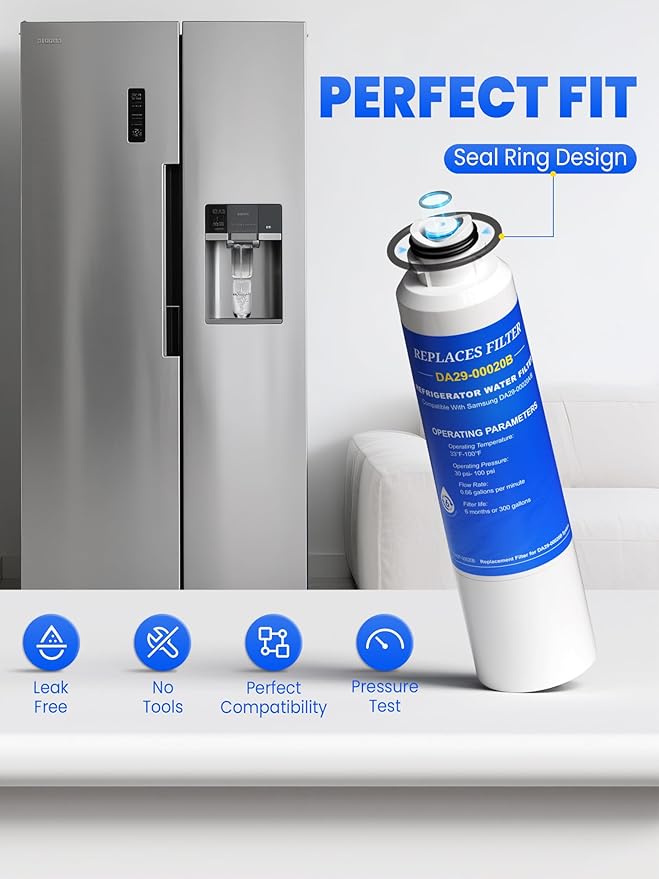 DA29-00020B Filter Compatible with Samsung Water Filter DA29-00020B, DA29-00020A, DA-97-08006A-B, HAF-CIN/EXP, HAF-CIN, HAF-CIN- exp, HAFCIN, 04609101000, 09101, 46-9101, 469101, 3 Pack, By CHOPLO - AquaVibe