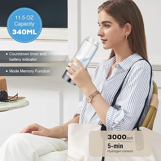 Hydrogen Water Bottle Generator with 4th Generation SPE/PEM Technology, Portable Hydrogen Water Ionizer Machine, Birthday,Xmas Gift for Husband,Wife,Lovers,Friends,Travel (Grey)