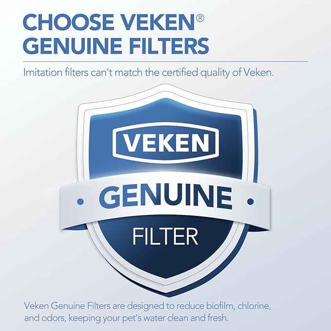 Veken Cat Water Fountain Filters, 12 Pack Replacement Filters & 12 Pack Replacement Pre-Filter Sponges Set for 50oz, 84oz, 95oz Automatic Pet Fountain Dog Water Dispenser - AquaVibe