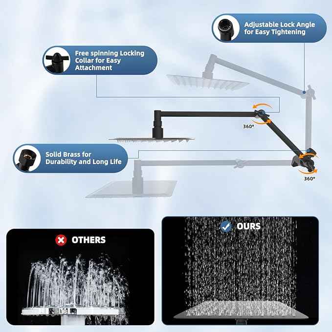 All Metal Rain Shower Head, 10” High Pressure Rainfall Shower Head with Handheld Spray, 10-Mode Powerful Cleaning Handheld Showerhead, 16" Stainless Steel Adjustable Extension Arm, Oil Rubbed Bronze