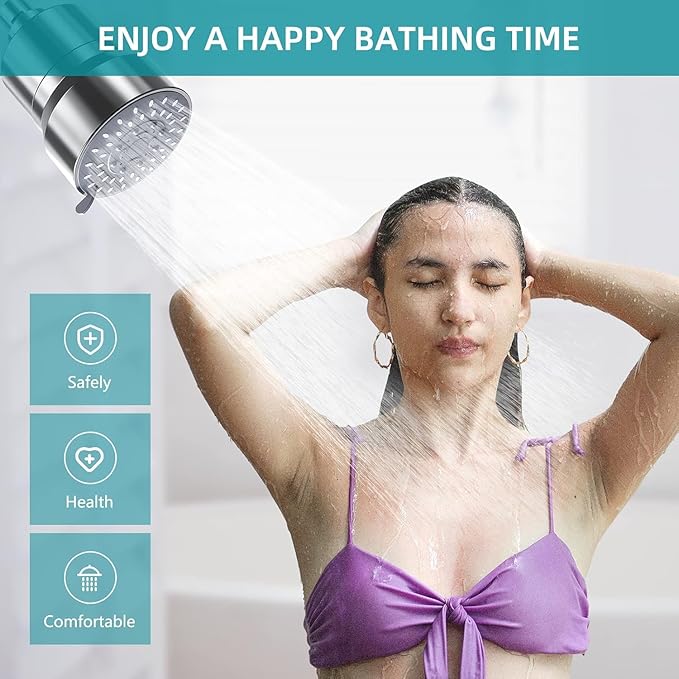 Filtered Shower Head, 5 Modes High Pressure Shower Head with 15 Stage Hard Water Filter Cartridge for Remove Chlorine and Harmful Substances - AquaVibe