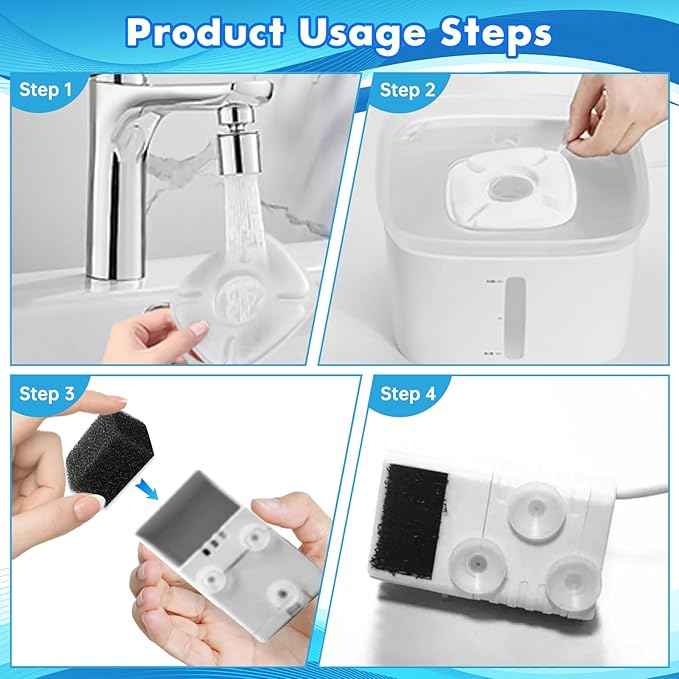 40 Pcs Cat Water Fountain Replacement Filters, 20 Pack Filters 20 Pack Pre- Sponges Fit for 67oz, 95oz, 135oz Automatic Pet Fountain Dog Water Dispenser