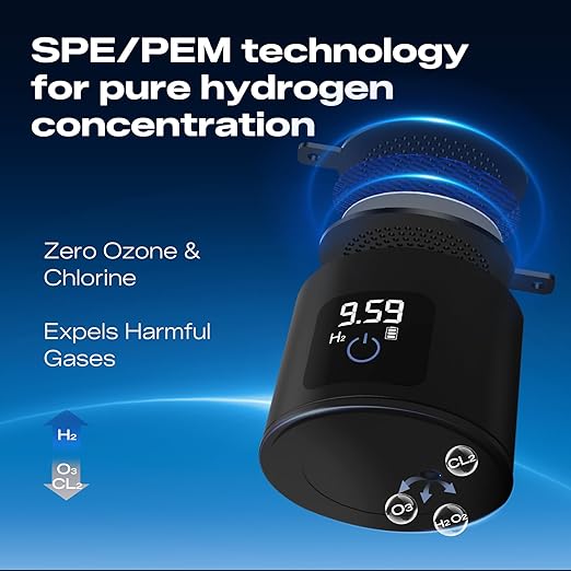 Upgraded Hydrogen Water Bottle Generator Glass, Touch Screen, Leak-Proof Lid, SPE/PEM Tech, Portable Rechargeable Hydrogen Water Bottle for Home Office Travel Fitness Drinking, 14 oz, Black