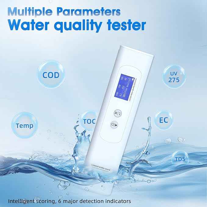 Water Tester, TDS Tester 6 in 1 Professional Digital Water Quality, COD/TOC/TDS/UV275/EC/Temp for Drinking, Tap, Well, Swimming Pool,Hydroponics, Aquarium, RO/DI System