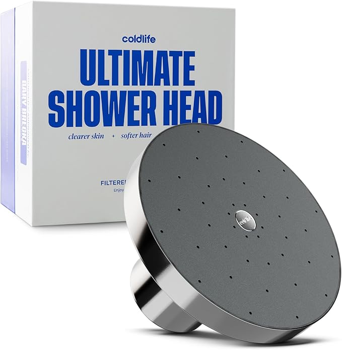 Cold Life Filtered Shower Head for Hard Water - Recommended by Gary Brecka - Wide-Face High-Pressure Shower Head with Filter - Multi-Stage Filtration for Skin & Hair, 99% Chlorine Reduction, Chrome