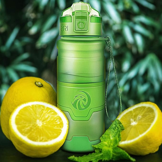 ZORRI Sports Water Bottle, 400/500/700ml/1L, BPA Free Leak Proof Tritan Lightweight Bottles for Outdoors,Camping,Cycling,Fitness,Gym,Yoga- Kids/Adults Drink Bottles with Filter, Lockable Pop Open Lid