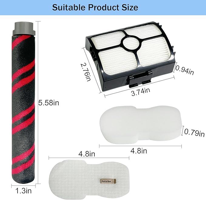 Replacement Brush Roller and Filter for Shark HZ3002/ HZ3000 Vacuum Cleaner- 1 Brush Roller +2 Vacuum Filters+4 Foam & Felt filters+1 Cleaning Tool - AquaVibe