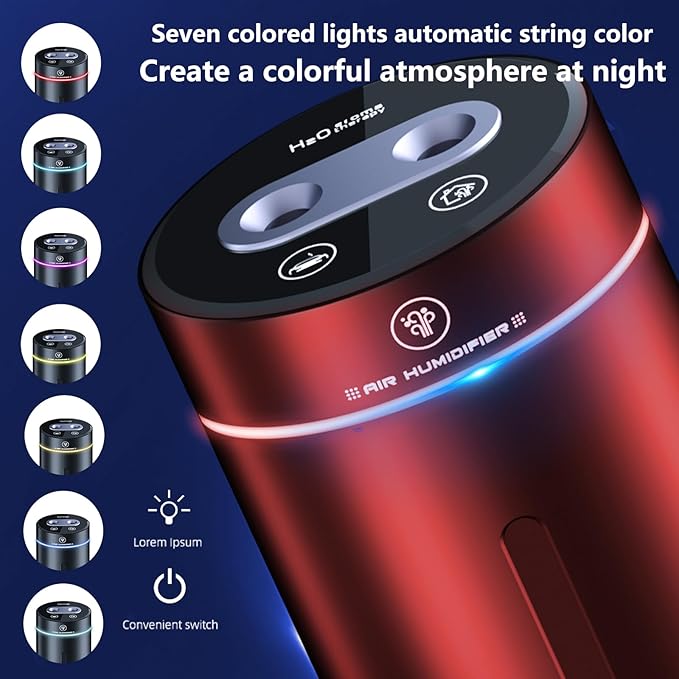 Smart Car Air Fresheners Rechargeable Ultrasonic Atomized Refreshing Experience Contains 4 Bottles of 10ml French Natural Fragrance Adjustable Concentration Auto On/Off Use in Car or Home(Wine red)