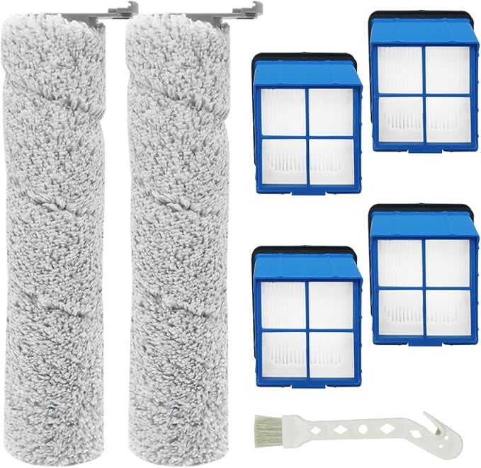Home Times Replacement Brush Roll for Bissell CrossWave OmniForce 3882 Wet and Dry Vacuum cleaner (2 Roller+4 Hepa Filters) - AquaVibe