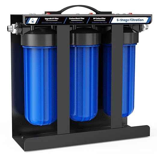 RV Water Filter System,5-Stage Water Filtration for Rvs and Campers, 0.01 Micron Filters Out Sediments, Chlorine, Vocs, Heavy Metals, Odors for Travel Trailers, Boats, 1" Inlet/Outlet