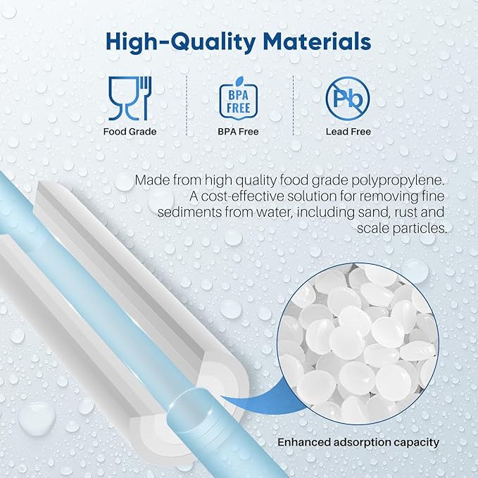 PUREPLUS 1 Micron 10" x 2.5" Whole House Sediment Home Water Filter Cartridge Replacement for Any 10 inch RO Unit, Culligan P5, Aqua-Pure AP110, Dupont WFPFC5002, CFS10, WHKF-G05, 4Pack