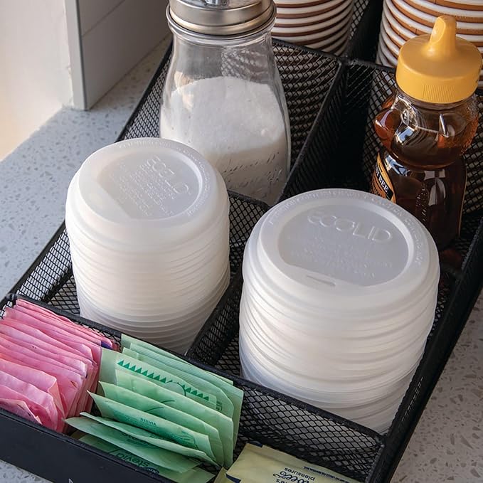 Eco-Products Compostable Coffee Cup Lids, Case of 800, White EcoLid, Fits 10-20oz Hot Cups, Made from PLA, A Renewable Material Made from Plants, ASTM, BPI-Certified