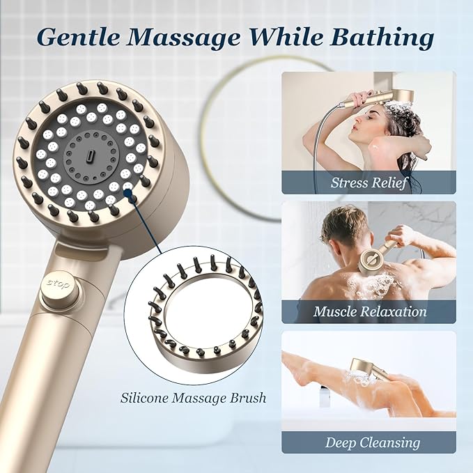 FEELSO Filtered Shower Head with Handheld, High Pressure 4 Spray Showerhead with Filters & Upgraded Anti-clog Nozzles for Hard Water -Remove Chlorine, Reduce Dry Itchy Skin -ON/OFF Switch