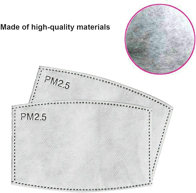 Adult PM2.5 Activated Carbon Filter Insert 5 Layers Replacement Anti Haze Face Filter Paper (5 Pieces)