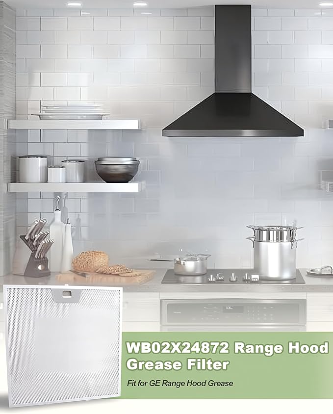 2PCS Range Hood Grease Filter, Fit for GE JVW5301BJ1TS JVW5301BJTS JVW5301EJ1ES JVW5301FJ1DS JVW5301SJ1SS Range Hood, 30" Wall-Mount Pyramid Chimney Hood Replace WB02X24872 - AquaVibe