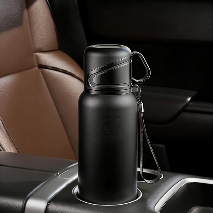 Double wall vacuum Leakproof stainless steel wide mouth insulated water bottle;tea tumbler with infuser,cup,lid;smart thermoses hot drinks;thermal flask ice coffee with led digital temperature display