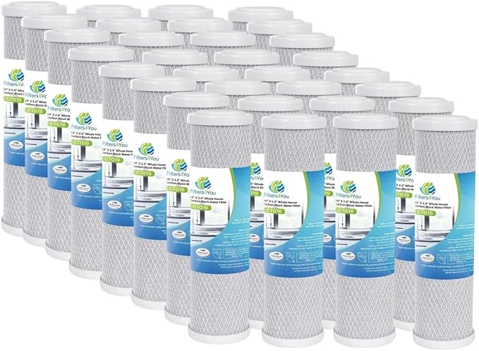 32-Pack Replacement GE GXWH04F Activated Carbon Block Filter - Universal 10 inch Filter for GE HOUSEHOLD PRE-FILTRATION SYSTEM