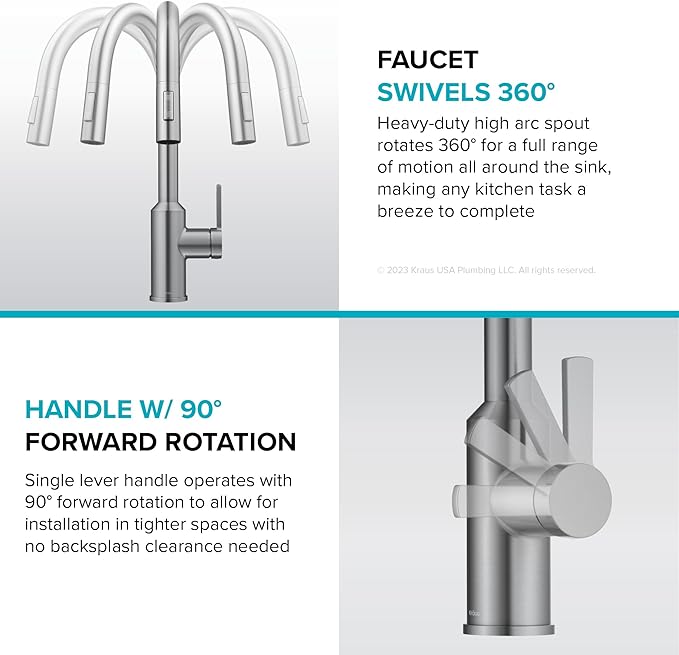 KRAUS Oletto Touchless Sensor Pull-Down Single Handle Kitchen Faucet in Matte Black, KSF-2830MB