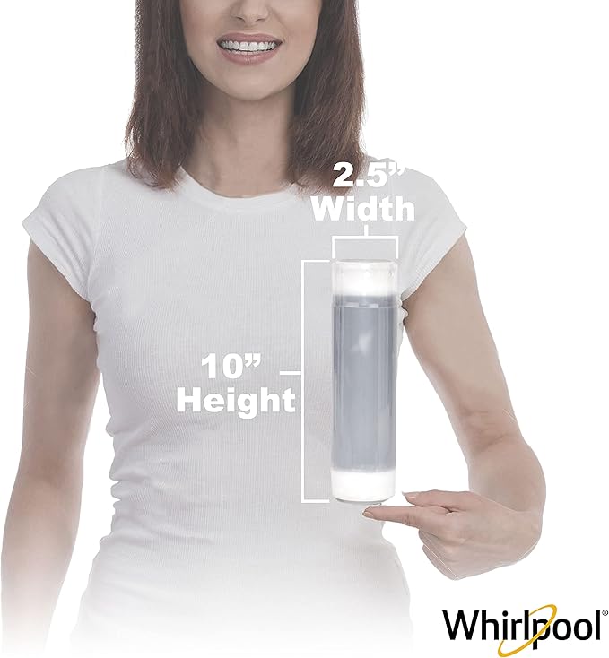 Whirlpool Granular Activated Carbon 10" x 2.5" Replacement Water Filter WHKF-GAC, Reduces Chlorine, Bad Taste & Odor, Use with Home Under Sink Drinking Water Filtration or Reverse Osmosis System