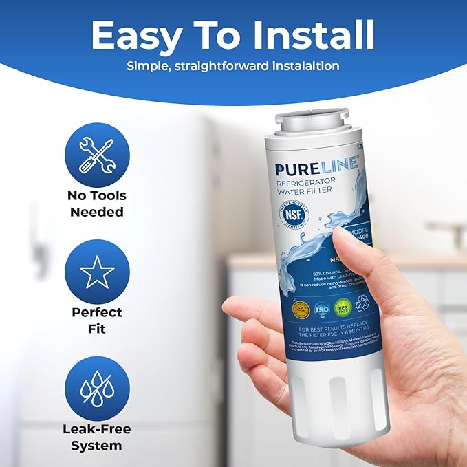 Pureline EDR4RXD1 Replacement for Everydrop Filter 4, UKF8001, UKF8001AXX-750, UKF8001AXX-200, Maytag UKF8001, Whirlpool EDR4RXD1, 4396395, Kenmore 9084, 9006, Puriclean II, (2 Pack) - AquaVibe