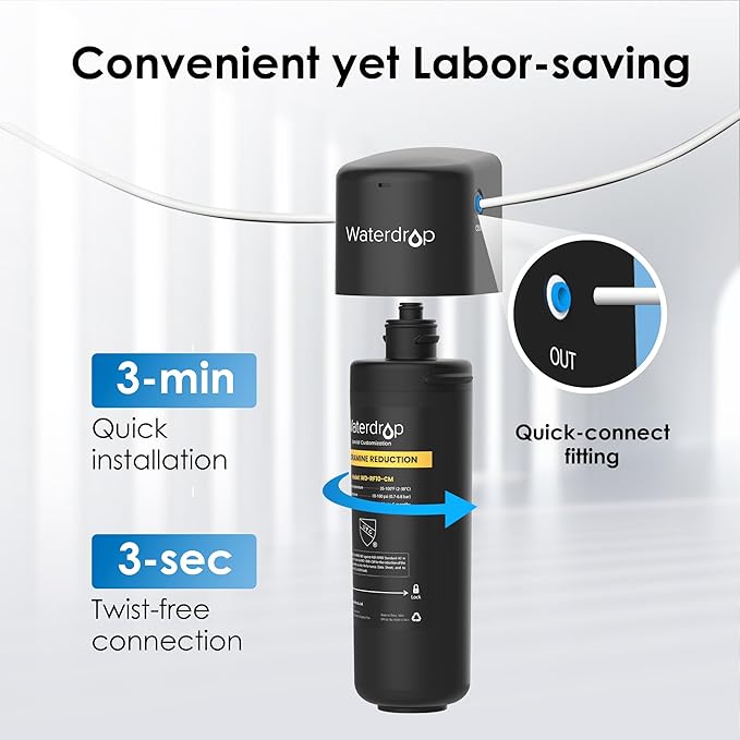 Waterdrop RF10-CM Replacement Filter Cartridge for 10UB-CM Under Sink Water Filter, Reduces 99% Chloramine, Chlorine, Bad Taste & Odor, NSF/ANSI 42 Certified