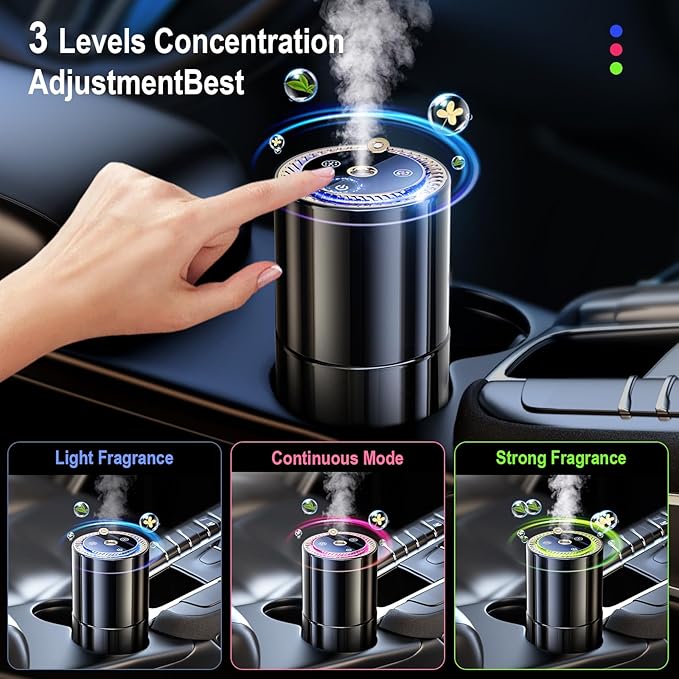 Smart Car Air Freshener,150ML Natural Fragrance Scents Air Freshener with Star Projector,300 Days Long Lasting, Car Essential Oil Diffuser, Automatic On/Off,Aroma Diffuser for Men Women